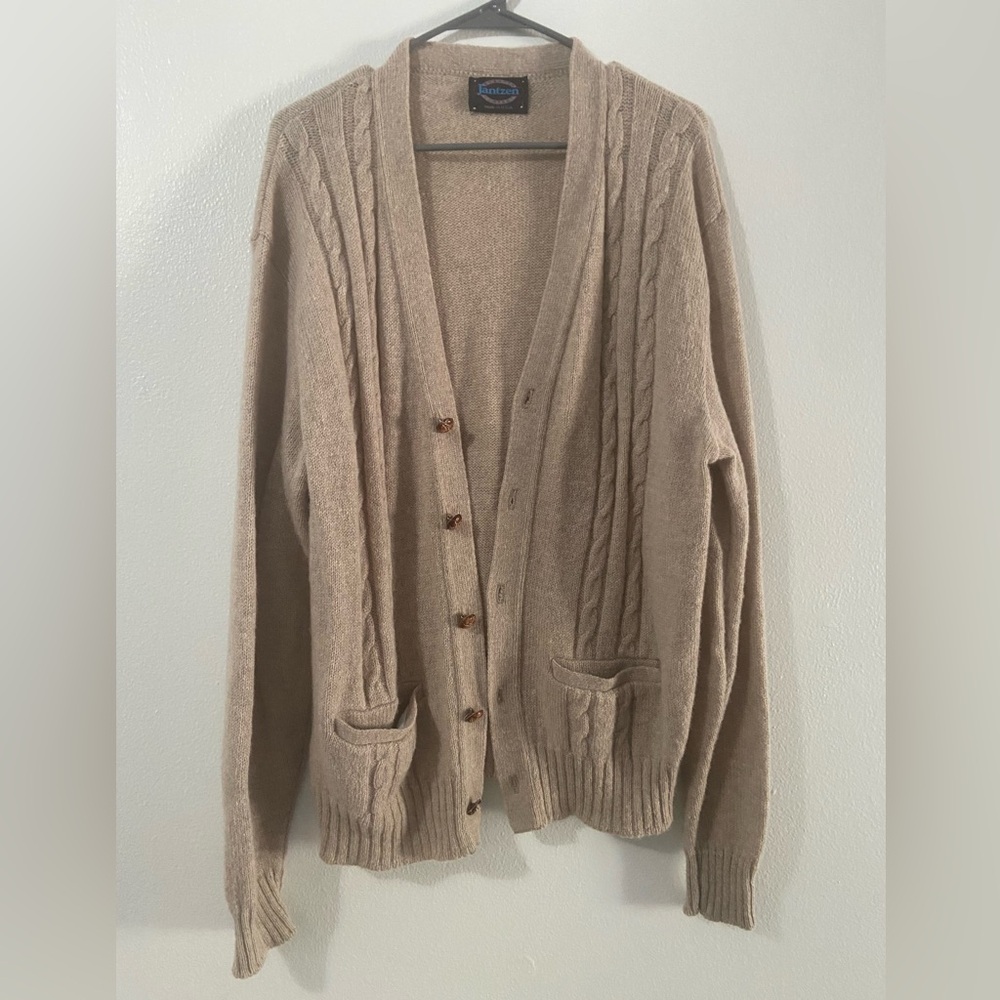 Vintage Jantzen Cream Sweater Cardigan size Large
